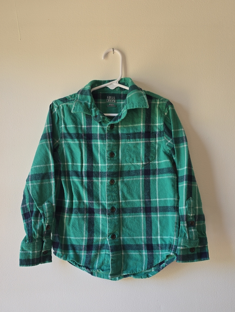 Falls Creek Teal Green Plaid Button-Down Shirt for Kids